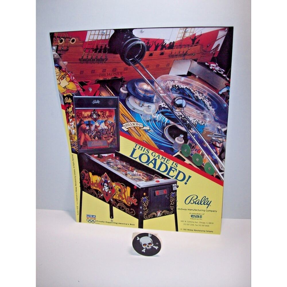 Black Rose Pinball Machine FLYER And Plastic Promo Skull Original UNUSED 1992